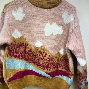 Kids' Cozy Mountain Sweater - Pink, White, Gold